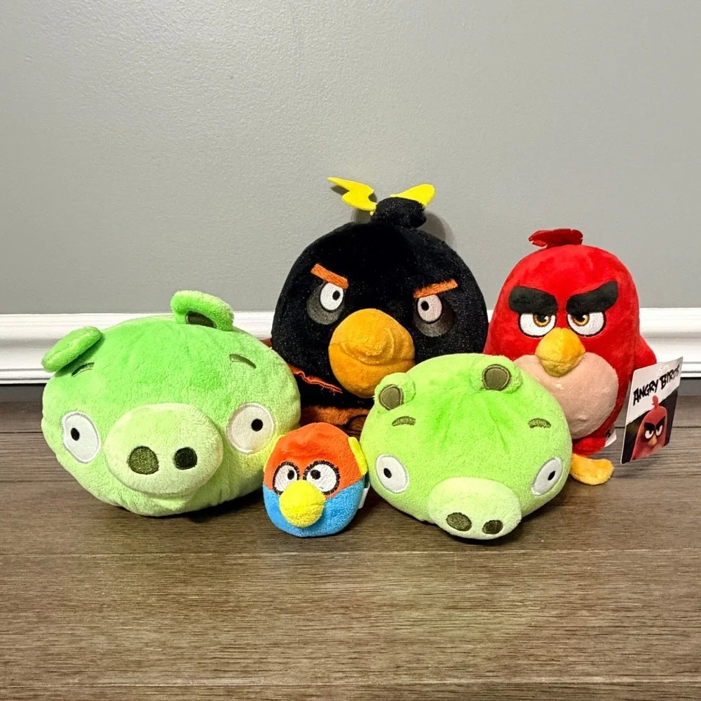 Angry Birds Plush Lot Red Bomb Green Pig Blue Bird Stuffed Animal Toys